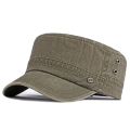 Vintage Classic Flat Top Mens Washed Caps And Hat Adjustable Fitted Cap Summer Solid Color Military Hats For Men. 