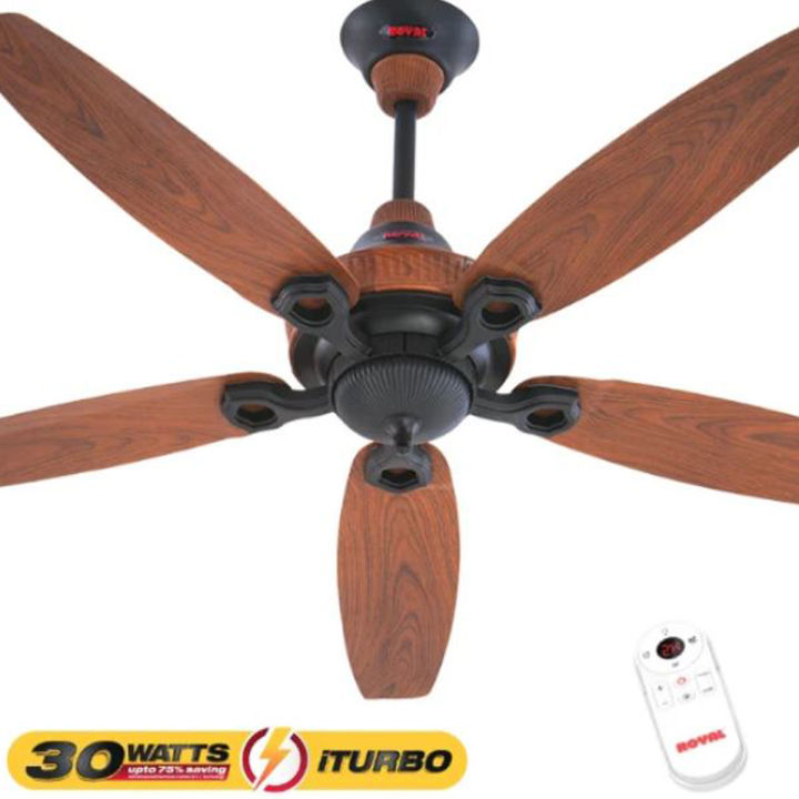 Royal Fans Ceiling Fan Model Decorum 5 Blades 56 Inches Sheesham Wood Black Matt