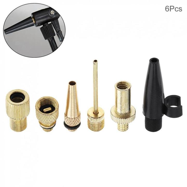 6pcs Bike Ball Inflator Nozzle Adapter Air Pump Valve Needle Presta-Schrader-Kit