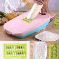 Multifunctional 9in1 Chopping Board with Drainer 5pcs Vegetable Slicer Cutters, 2 Knives and 1 Collapsible Colander for Kitchen. 