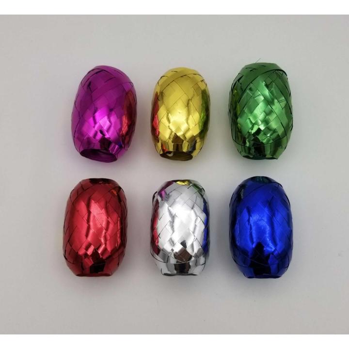 MULTICOLOR RIBBON EGGS FOR BALLOON DECORATION ( PACK OF 6 RIBBON )