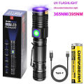 UV flashlight 365nm & 395nm Blacklight rechargeable USB, Wood's lamp ultraviolet black light LED Portable-detector. 