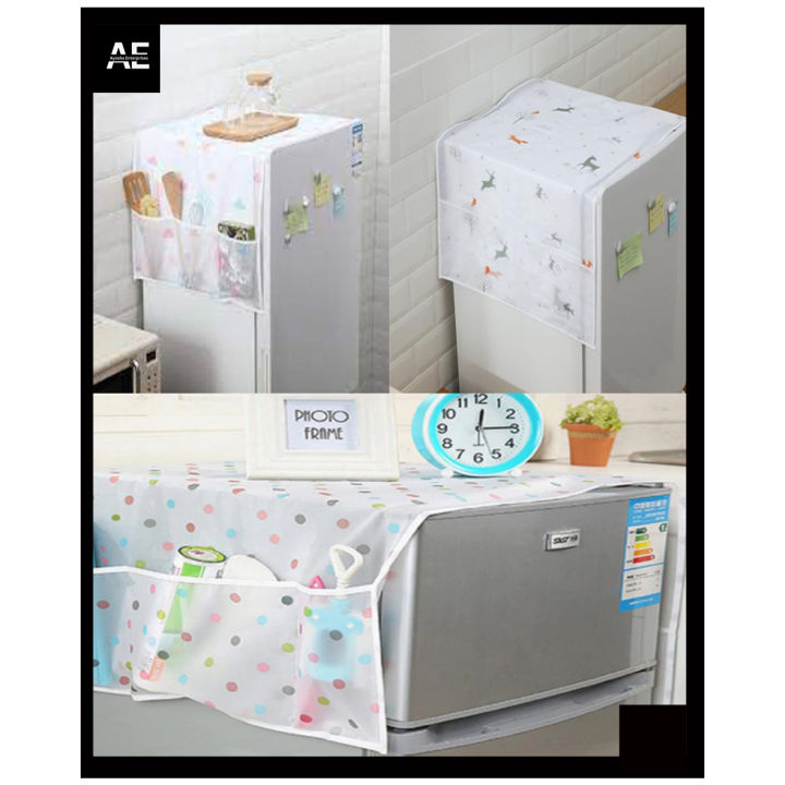 Dustproof fridge cover with pockets, waterproof cover for fridge, oil proof fridge organizer cover, kitchen accessories, kitchen organizer fridge accessories Plastic cover,