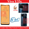 Vivo Y33s Matte Glass Ceramic Protector + Back Protector Transparent Hydrogel Soft Film jell Protection + Back Rear Camera Protector 9H Gorilla Flexible Protection For Vivo Y33s. 