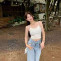 Korean version lace camisole tank top for women's new hot girl design niche and pure desire short slim fit inner layer base shirt. 
