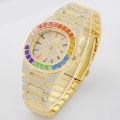 Rainbow Diamond Watches Man Gold And Silver Round Luminous Men Watch. 