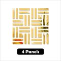 Golden LINES Acrylic Mirror 3D Wall Panels  Art For Living Room, Bedroom and Bathroom - Gift Mall. 