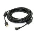 Mini USB B Type 5pin Male Right Angled 90 Degree to USB 2.0 Male Data Cable with EMI Ferrite Core 5 Meters. 