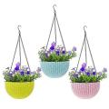 3Pcs Hanging Pots For Plants And Flowers / Imported Quality Garden Care Hanging Flower Pot With Chain Assorted Colours. 