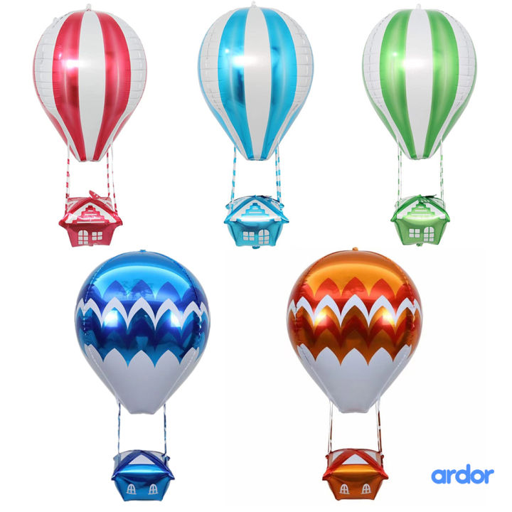4D Color Hot Air Balloon Aluminum Balloon Helium Balloon Mylar Aluminum Foil Balloons Party Hot Air Balloon for Birthday Party, Wedding, Baby Shower, Thanksgiving, Christmas