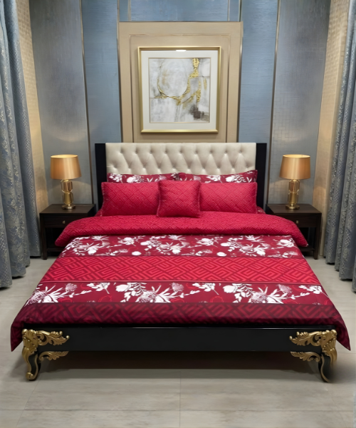 7PC Printed SaloniKa Cotton Comforter Set – Latest Summer Collection for Double Bed | Premium Quality | Multi Colors | Available at the linen