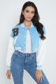 CROPPED BASEBALL BOMBER JACKET. 