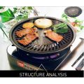 12 "Round Portable Korean BBQ Barbecue Grill Non Stick Gas Stove Pan Plate Grill surface, non-stick grill plate. 