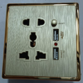 Golden Universal Wall Power Socket Dual USB Ports Charger Outlet Plug Adapter. 