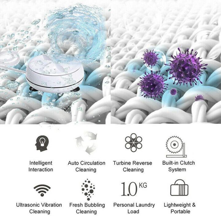 Portable Mini Ultrasonic Turbine Washing Machine Turner USB Powered