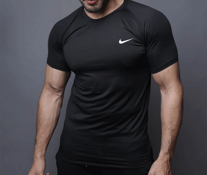 Black Half Sleeve Compression Tee, Men Compression  Gym Sports T Shirt, Inner T Shirt, Compression T-Shirt Undershirt