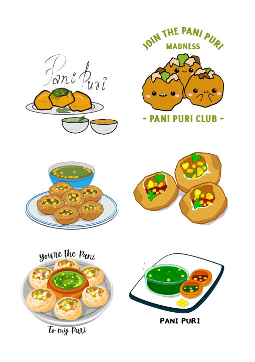 Pani Puri Club Sticker - 3 inch x 2 inch - Also Custom Stickers Available Sticker Laptop - Mobile - Pack of 6