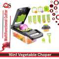 Vegetable cutter - Slicer cutter - Fruit cutter - Slicer - Chopper - Multifunctional cutter - 16 in 1 cutter - Dicer - Manual cutter - Onion chopper - Vegetable chopper slicer - 16 in 1 slicer cutter - peeler - Best tool for fruits/Vegetables. 