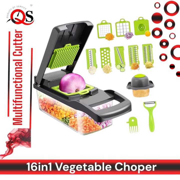 Vegetable cutter - Slicer cutter - Fruit cutter - Slicer - Chopper - Multifunctional cutter - 16 in 1 cutter - Dicer - Manual cutter - Onion chopper - Vegetable chopper slicer - 16 in 1 slicer cutter - peeler - Best tool for fruits/Vegetables