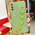 LECOMES for Vivo Y20 2021 Back Cover with Love Heart Bracelet Chain Luxury 6D Plating Shiny Soft Silicone Mobile Phone Case Pouch Girls. 