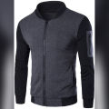 Dark Charcooal Winter Sleeves Zipped Jacket. 