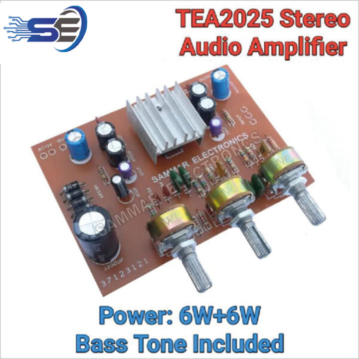 TEA2025 Audio Amplifier With Bass Tone Control 6W + 6W Stereo Circuit