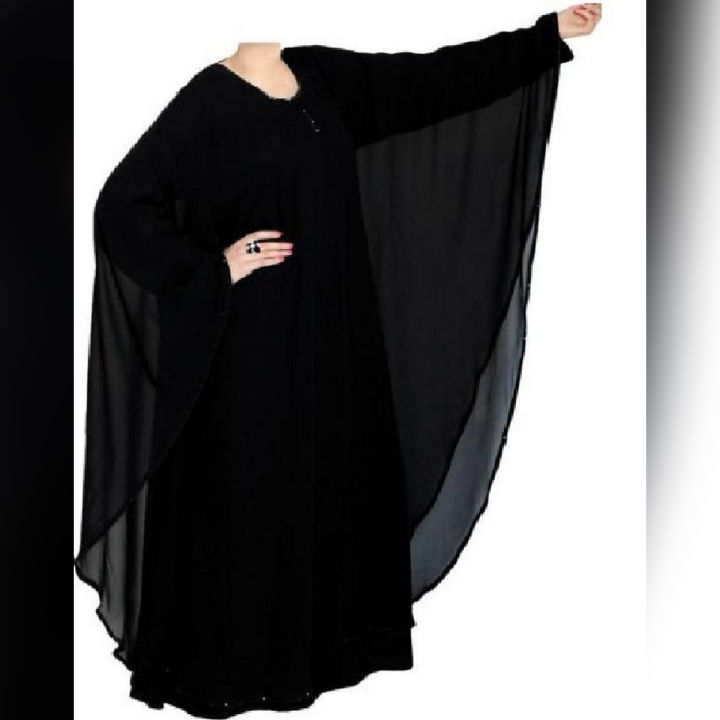 Black Chiffon Butterfly Style Double Layer Abaya