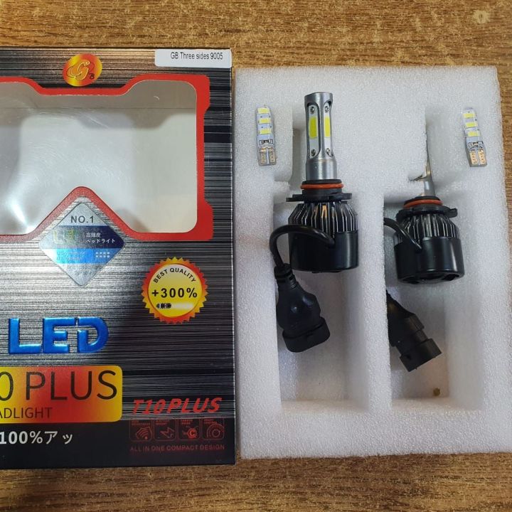T10 Plus Led Headlight Bulbs 3 Sided Chip - With Free Parking Bulbs