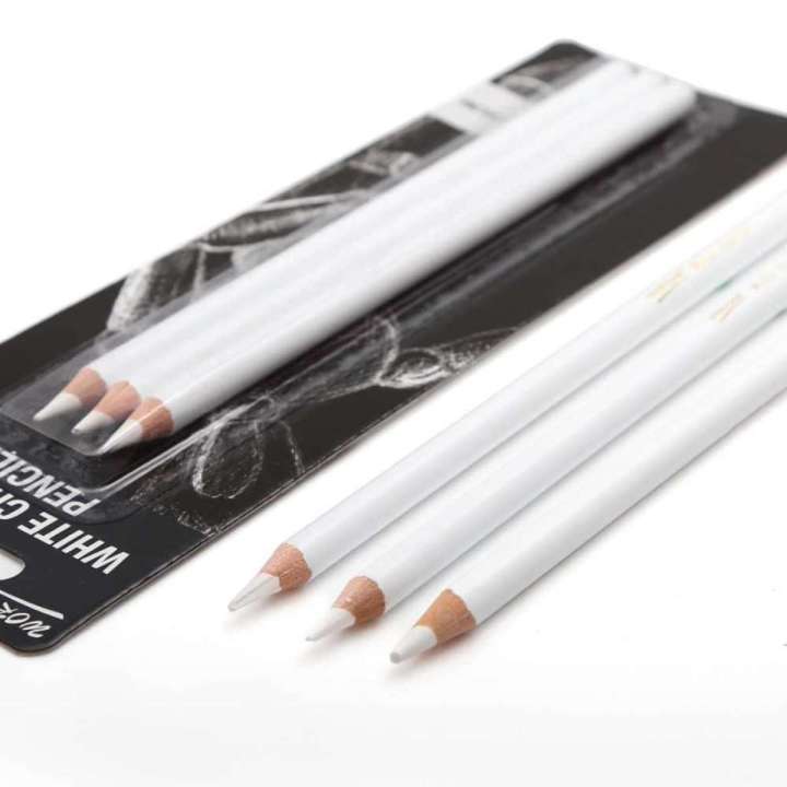 3 Pcs White Charcoal Pencils, Art Drawing Pencils Set - Medium, Sketching Pencils for Dark or Tinted Paper