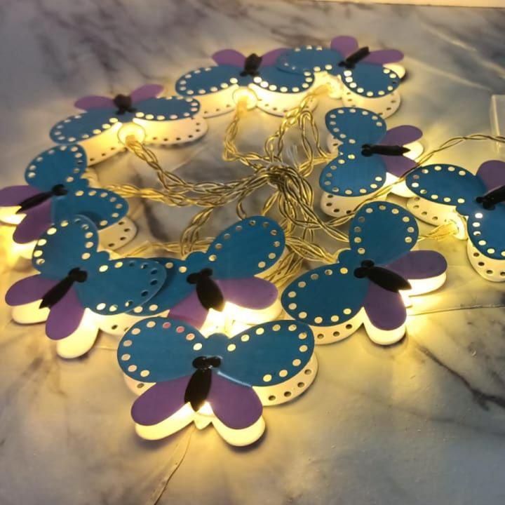 Butterfly Shaped Metal Light Creative Pink Blue Butterfly Design Lovely Warm Light Fairy Light For Butterfly Theme Decoration