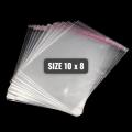 Transparent Plastic Poly Bag 8 x 10 Inches Size Bundle of 50 Sealable Used for Packing, Shirts Packing etc. BOPP Poly plastic bag. 