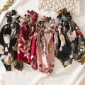 1pc Floral Printing Streamer Hair Band For Women Hair Scarf Bow  Scrunchies Hair Accessories Sweet Girls Hair Tie Hair Ring Korean. 
