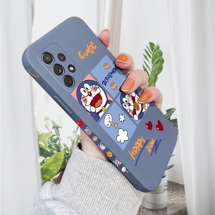 AMORVOR for Samsung Galaxy A72 5G/4G Back Cover Cute Happy Cartoon Cat Side design Soft Case Multicolor Liquid Silicone Phone Cases