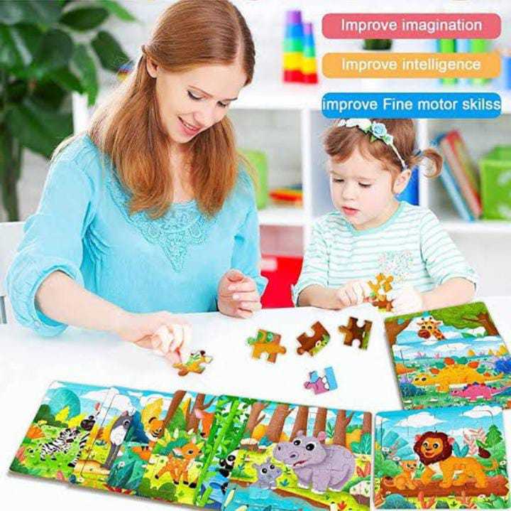 Wooden Jigsaw Puzzles Set for Kids Age 2-6 Year Old 30 Piece Colorful Wooden Puzzles for Toddler Children Learning Educational Puzzles Toys for Boys and Girls