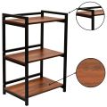 3-Layer Kitchen Accessories Microwave Oven Stand Rack with Wooden Shelves and Black Iron Frame – Multi-Purpose Kitchen Storage Shelf. 