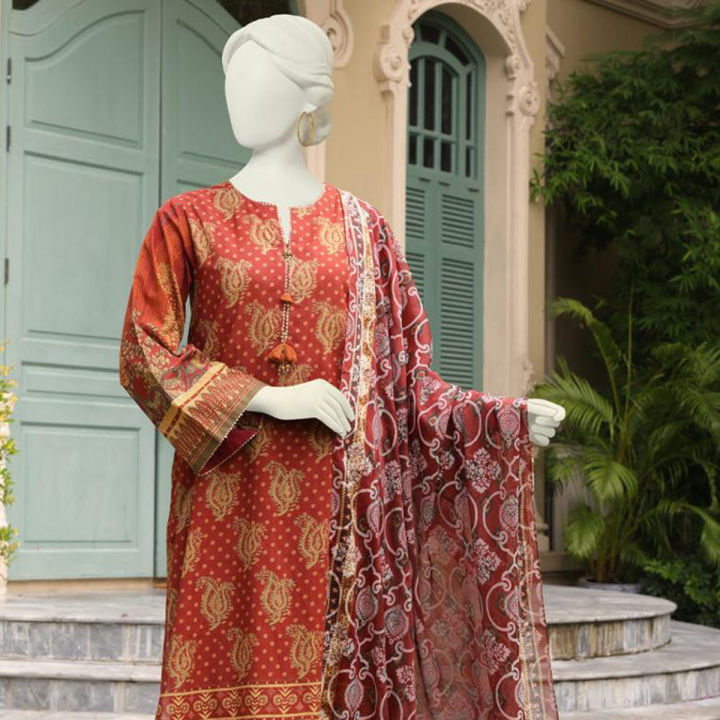 Junaid Jamshed Maroon Lawn 2 Piece Unstitched Suit for Women JLAWN-S-JDS-23-1031 Alif