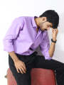 AZ Men's Formal Dress Shirt Plain Purple. 