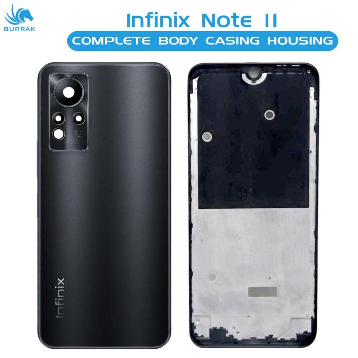 Infinix Note 11 Housing Middle Frame With Side Button and Camera Lens Complete Body Casing Replacement For Note 11 - Black