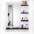 Wall-Mounted Wooden Dressing Table with Mirror – Space-Saving Storage Shelves. 