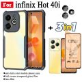 3 in 1 Infinix Hot 40i Shockproof Phone Case for Infinix Hot40i 30i 30 Play Smart 8 7 Ceramic Frosted Film+Camera Lens Film. 