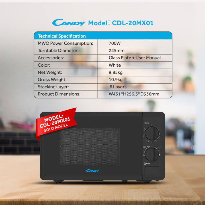 Candy%2020L%20/%20Solo%20/%20CDL-20MX01(%20Alarm%20Signal%20+%20Halogen%20Interior%20Light%20+%20Mechanical%20Rotary%20Control%20)%20/Microwave%20Oven%20/Brand%20Warranty%20-%20Image%202