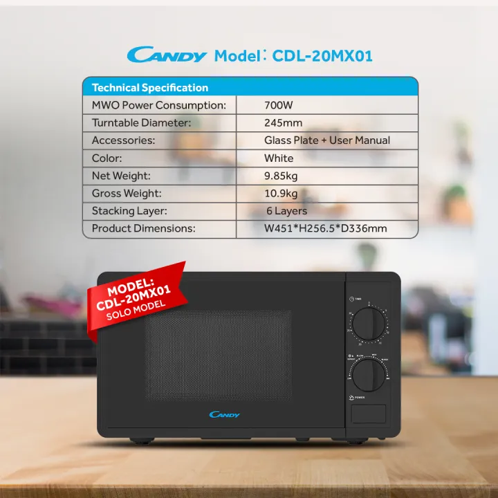 Candy%2020L%20/%20Solo%20/%20CDL-20MX01(%20Alarm%20Signal%20+%20Halogen%20Interior%20Light%20+%20Mechanical%20Rotary%20Control%20)%20/Microwave%20Oven%20/Brand%20Warranty%20-%20Image%202