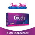 Touch Condoms Multi Mix - Pack of 4 (Ribbed + Dotted + Delay + Strawberry). 