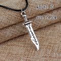 Supernatural Knife Letter Necklace Fashion Knife Kurdish Ruby Blade Retro Pendant Movie Jewelry Accessories. 