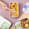 Kids Lunch Box With Spoon Lunch Box Microwavable Portable Bento Box Child's Student Adults Food Containers Fashion Rectangle Grids. 