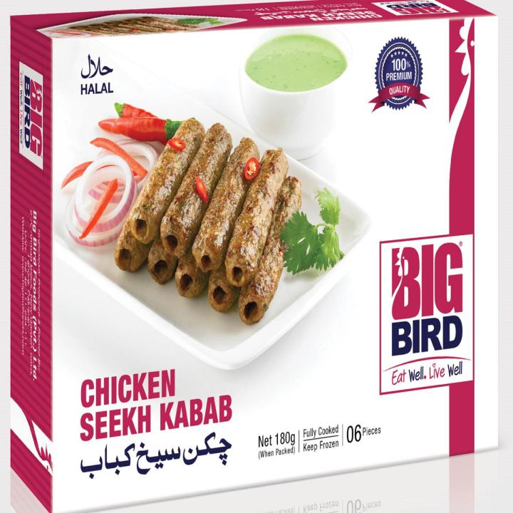 BIG BIRD Chicken Seekh Kabab 180 Grams ( if your order less than Rs 1500, then Delivery Charges Implement Rs 150)
