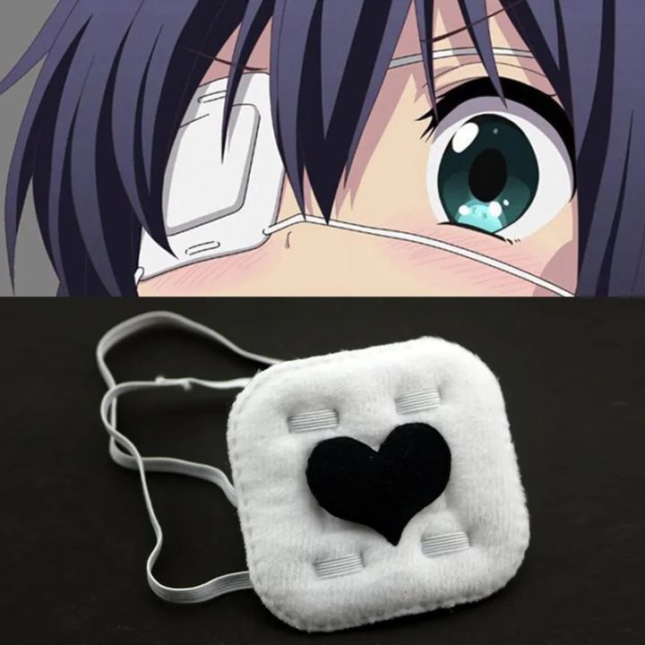 Anime Eyepatch Cosplay Black Red Heart Embroidery Single Eye Mask Blindfold Lolita Girls Love Heart Eye Patch Cosplay Accessory