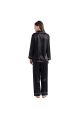 Sana Saleem Black Colour Silk Night Suit - Plain Silk Night Suit For Women - Silk Night Dress For Girls - Silk Sleepwear For Women - Silk Night Wear For Women Pjs For Women. 