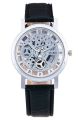 Men's Mechanical Skeleton Transparent Vintage Style Leather Wrist Watch for Man. 