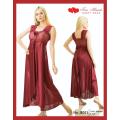 Nighty - Maroon Colour Long Ladies Night Suit For Women. 